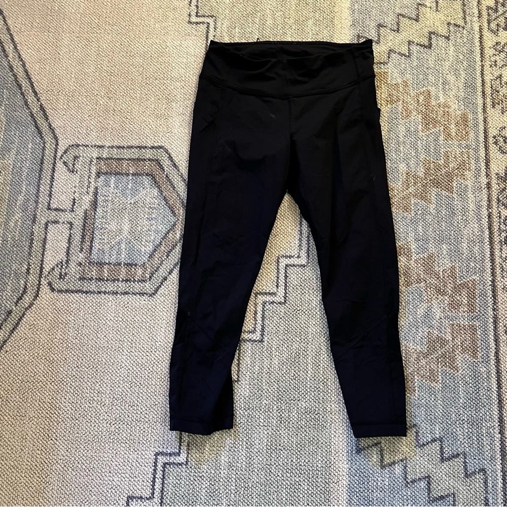 Lululemon Black Capri Leggings with Mesh, Size 6
